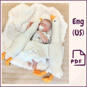 Hug Goose Plush Toy Sewing Pattern PDF | 23" & 28" Stuffed Goose Tutorial | Soft Animal for Baby Gift, Nursery Decor | Easy DIY Pattern