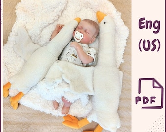 Hug Goose Plush Toy Sewing Pattern PDF | 23" & 28" Stuffed Goose Tutorial | Soft Animal for Baby Gift, Nursery Decor | Easy DIY Pattern