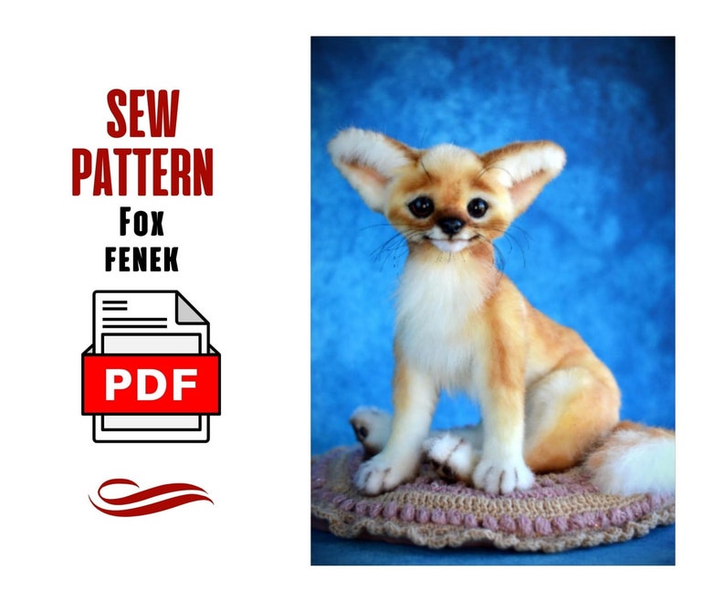 SEW PATTERN Fox Fenek Fox Fenek Collectible toy Posing toy Toy Fenek Stuffed Animal Figurine-PDF Pattern image 5