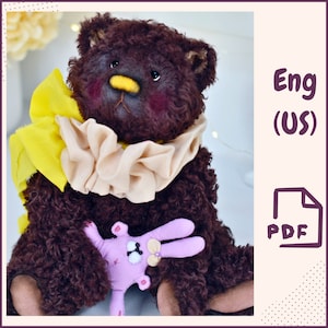 Teddy Bear Sewing Pattern • Plush Bear PDF Template • Artist Stuffed Animal Pattern • Handmade Teddy Toy DIY Tutorial Collectible Soft Bear