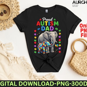 Autism Awareness PNG: Proud Autism Dad Puzzle Elephant Dad png Neurodiversity Support png, Autism parent, Puzzle ribbon, Autism pride png
