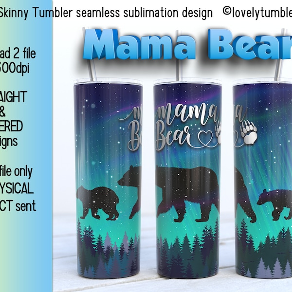 20oz Skinny Tumbler Mama Bear Sublimation Designs. Skinny Warp Tumbler Design. 20oz Tumbler png Digital Download. Best Mom Tumbler