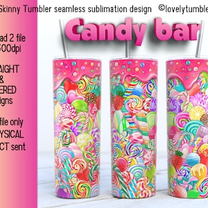 20oz Skinny Tumbler Candy Bar Sublimation Designs. rainbow candy.  Skinny Warp Tumbler Design. 20oz Tumbler png Digital Download.