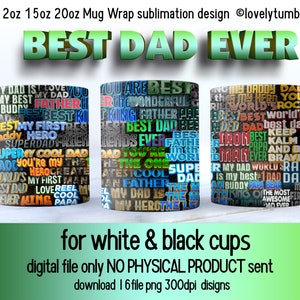 Sublimatieontwerpen voor mok van 11 oz 12 oz 15 oz 20 oz. Vaderdag. Warp megamokontwerp. Beker digitale download. Papabeer