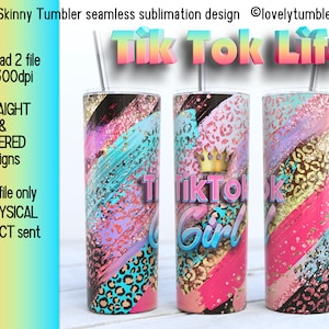 20oz Skinny Tumbler TikTok Girl Sublimation Designs. Tik Tok . Skinny Warp Tumbler Design.20oz Tumbler png Digital Download. Tic Toc