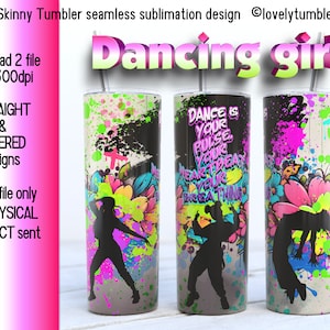 20 Unzen Skinny Tumbler Dancing Girl Sublimationsentwürfe. Hip-Hop. Dünnes Warp Tumbler Design. Tanz mit dem Herzen png Digital. Tanzende Königin