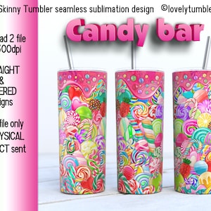 15OZ Skinny Tumbler Candy Bar Sublimation Designs. rainbow candy.  Skinny Warp Tumbler Design. 15 oz Tumbler png Digital Download.