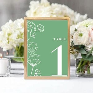 Digital File- Green Floral Table Numbers