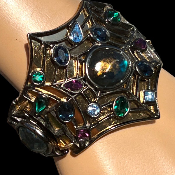 Christian Dior Swarovski and Gold Plated Spiderman cuff bracelet