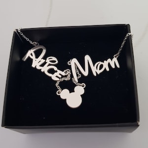 Gold Family Name Necklace, Multiple Disney Font Necklace, Silver Two Name Necklace With Mouse Head, Disney Lover Gift