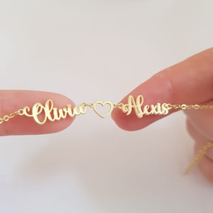 Gold Two Name Bracelet,Sterling Silver Multiple Name Bracelet,Mom Gift