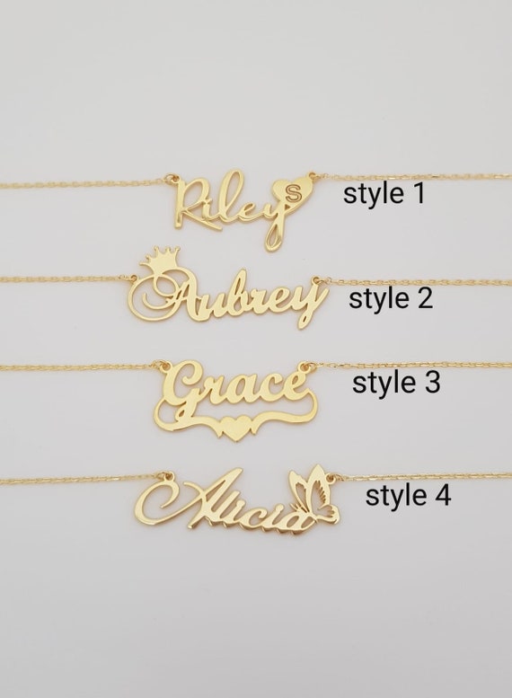 Gold Personalized Necklace , Mother Days Gift, Custom Silver Name Necklace, Butterfly Necklace, Crown Necklace, Dainty Heart Necklace