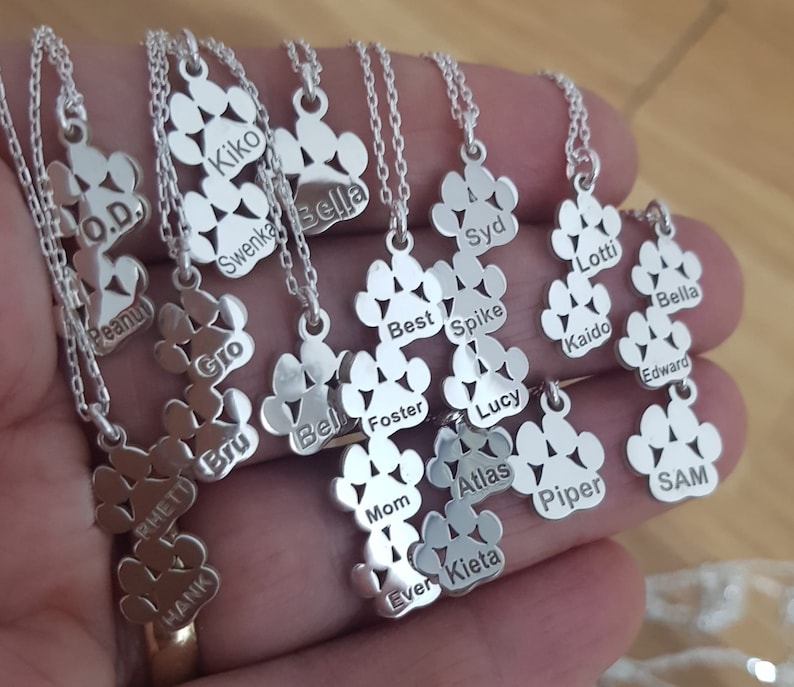 Tiny Paw Print Necklace, Silver Dog Paw Necklace, Pet Paw Necklace, Paw Pendant, Pet Lover Gift image 2