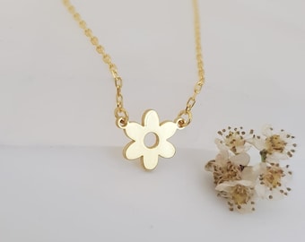 Tiny Daisy Pendant Necklace: Handmade Gold or Silver