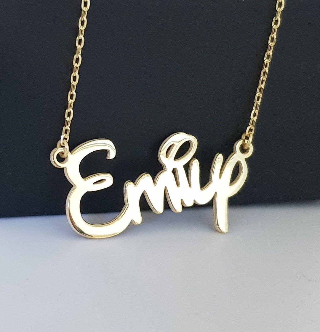 Gold Custom Name Necklace, Cartoon Necklace, Silver Name Necklace, 14K