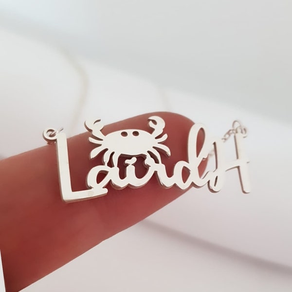 Silver Crab Necklace Etsy