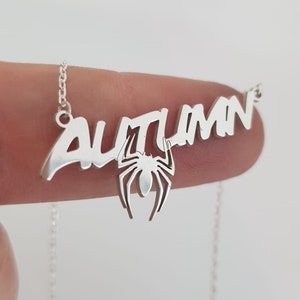 Spider Necklace, Silver Custom Necklace, Gold Name Necklace, Cartoon Lover Necklace,