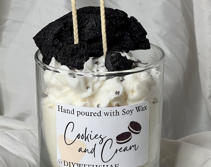 Chocolate, Natural Soy Wax Candle, Frosted Candle, Candle Art, Gift for Her, Dessert Candle - Cookies and Cream, Buttercream, Sugar Cookie