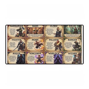 Podkładka pod mysz z plakatami z zajęć D&D | Grafiki postaci RPG, podkładka pod mysz do gier