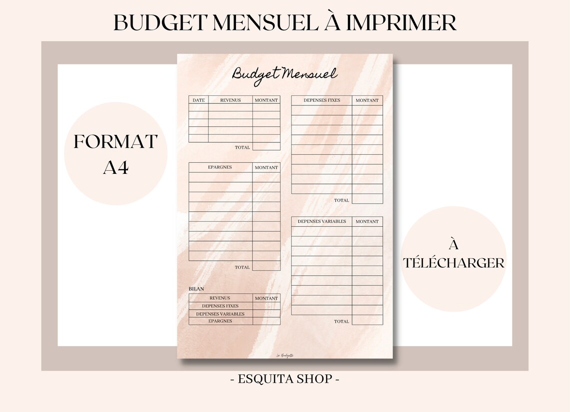 Budget Mensuel A4 à Imprimer. - Etsy France