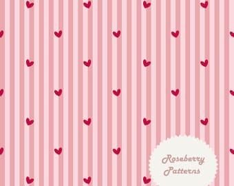 Pinstripe Hearts Seamless Repeat Pattern PNG & JPEG