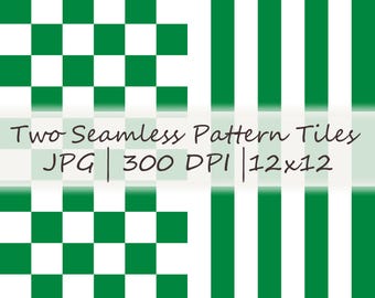 Green Icing Checker & Stripe Seamless Repeat Pattern JPEG