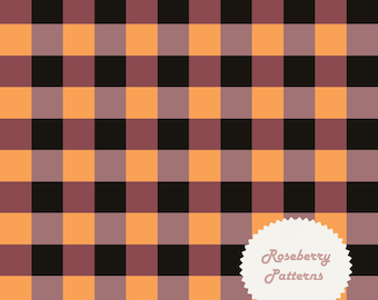 Purple Orange Gingham Seamless Repeat Pattern JPEG