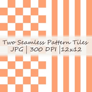 Dull Orange Checker & Stripe Seamless Repeat Pattern JPEG