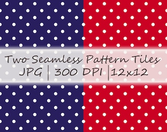 Navy Red Polka Dots Seamless Repeat Pattern JPEG