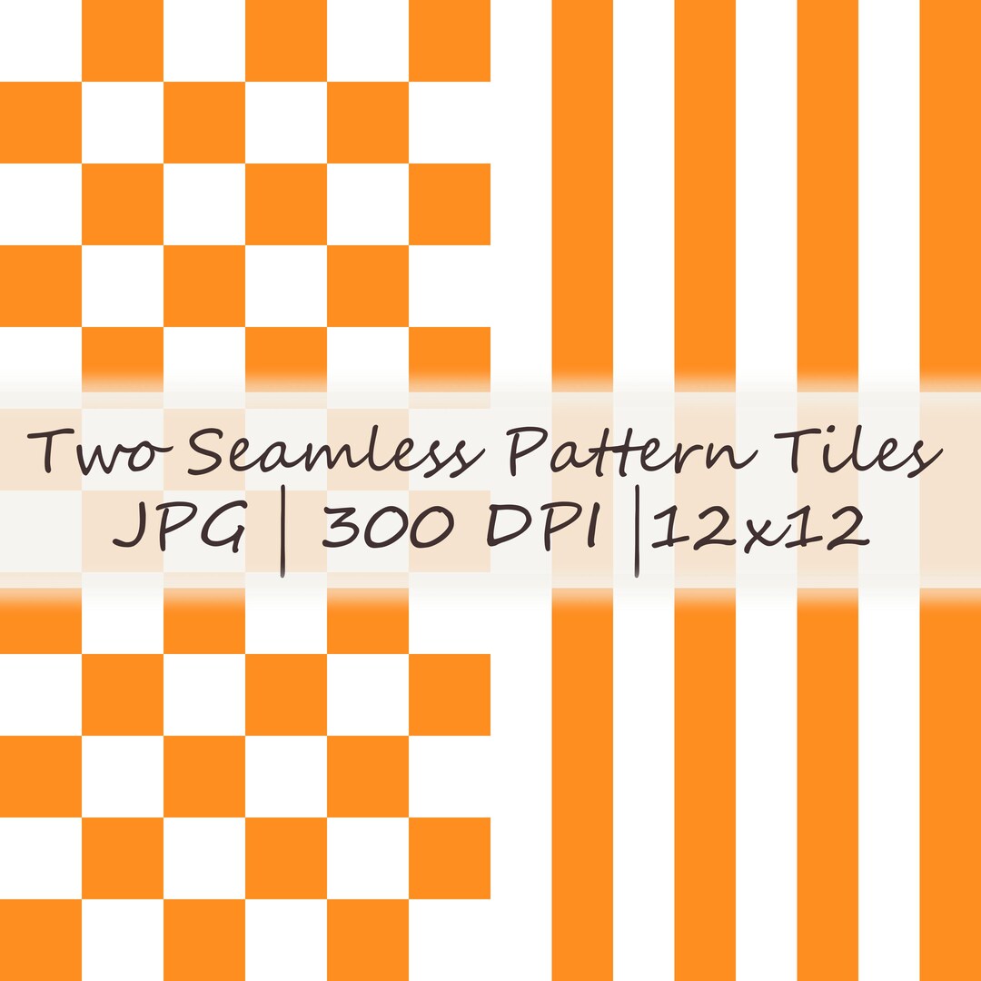 Pumpkin Orange Checker & Stripe Seamless Repeat Pattern JPEG - Etsy