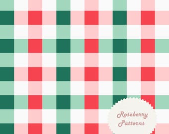 Red & Green Holiday Gingham Seamless Repeat Pattern JPEG