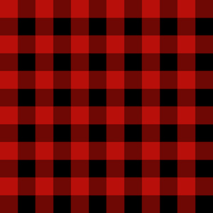 May include: Red and black plaid pattern. The pattern is a repeating pattern of squares.