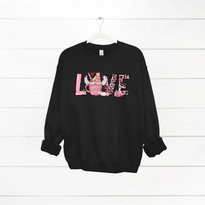 Love Coffee Sweatshirt, Cute Jumper, Valentine&#39;s Jumper, Women&#39;s Jumper, Valentine&#39;s Sweatshirt, Coffee Sweater, Gift for Her, Gift for Mum