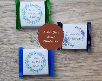 Wedding gift table decoration - nice that you are here | Chocolate digital pdf file | Banderole suitable for chocolate Rittersport mini