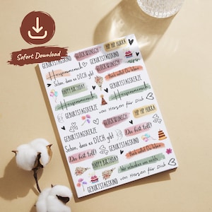 Geburtstags Kerzentattoo PDF zum Herunterladen | DIY Kerzentattoos zum ausdrucken | Kerzen Sticker für Wasserschiebefolie | Jetzt downloaden