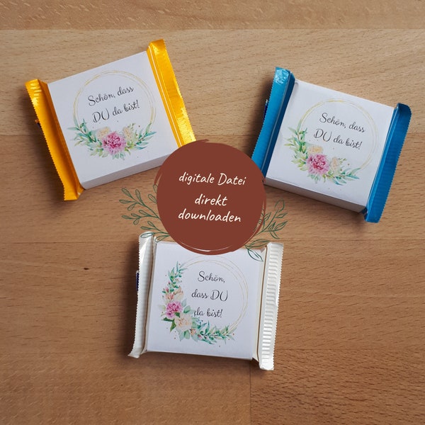 Baptism gift | Mini Ritter Sport chocolate gift | Chocolate banderole nice that you are here baptism | PDF file digital file