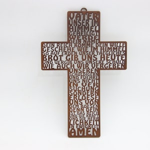 Our Father prayer cross made of 6 mm poplar wood in different colors