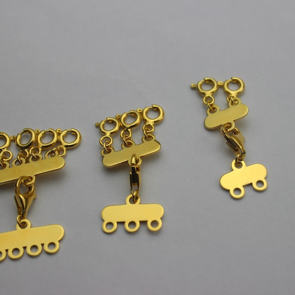 14k Solid Gold Necklace Detangler Closure, Layering Necklace Clasp, Multi Strand Separator, 14K Solid Yellow Gold Necklace Detangler