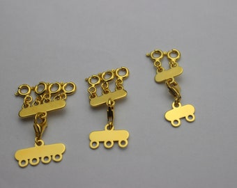 14k Solid Gold Necklace Detangler Closure, Layering Necklace Clasp, Multi Strand Separator, 14K Solid Yellow Gold Necklace Detangler