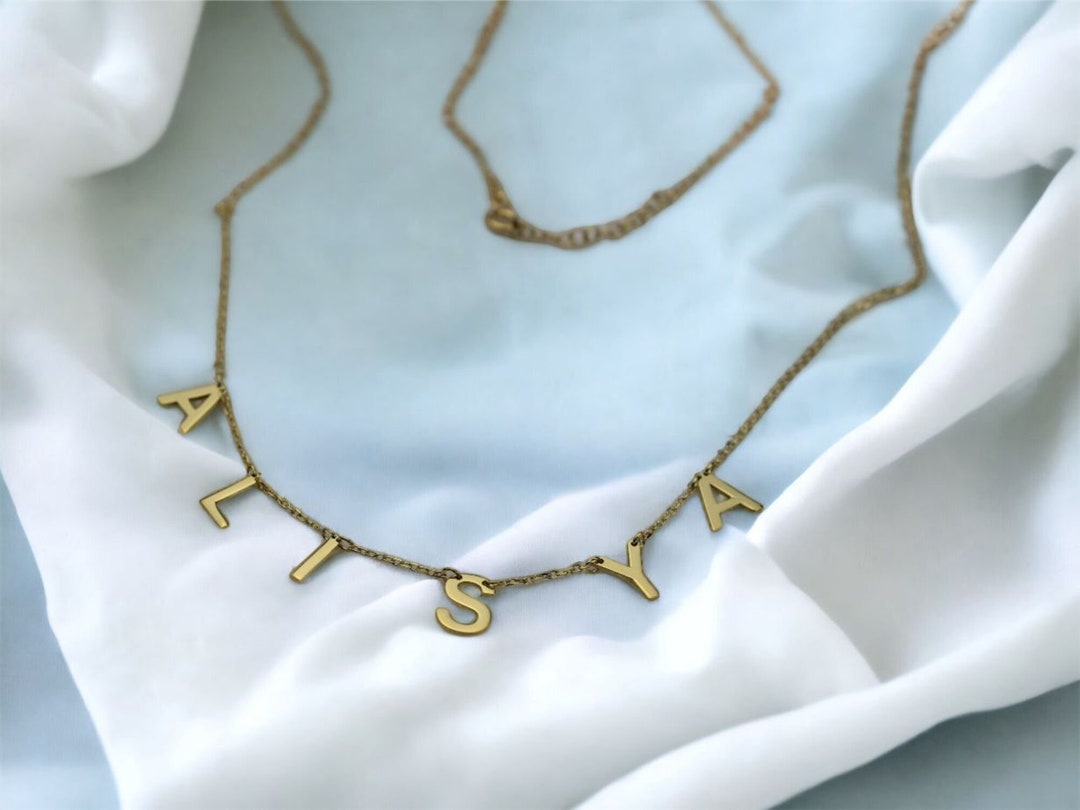 Name Chain Gold 14k,name Shield Necklace 14K Gold,solid Gold Name Chain