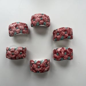 Set of 6 Porcelain Floral Napkin Rings