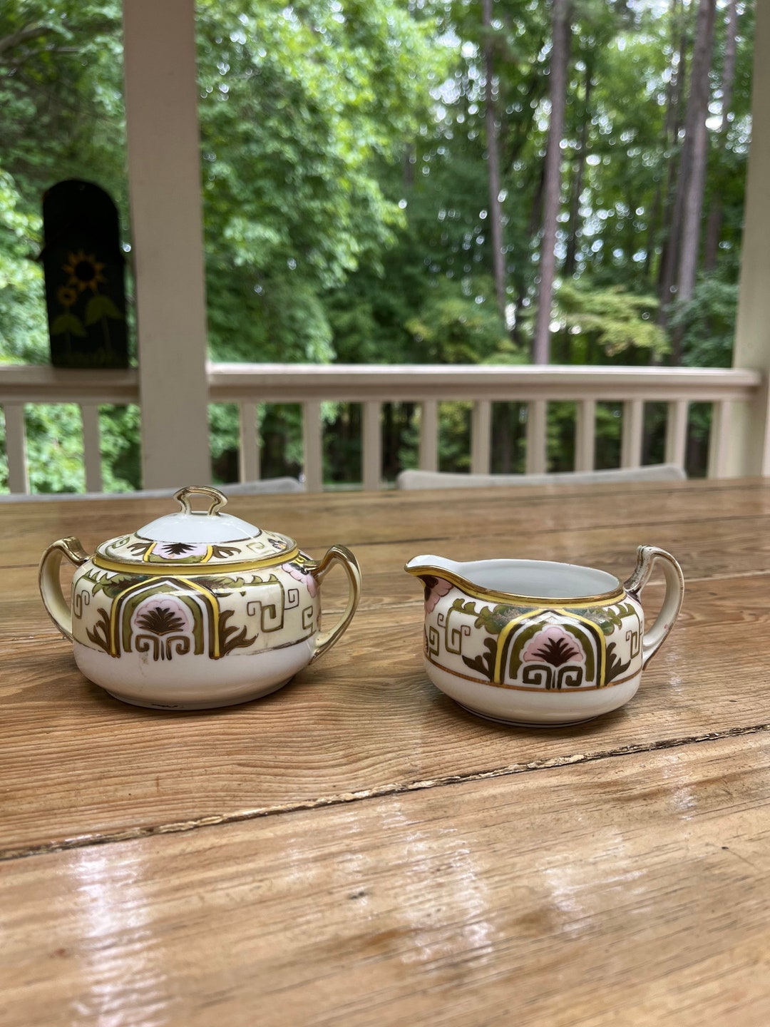 Vintage Hand Painted Nippon Creamer and Sugar Bowl Set Etsy