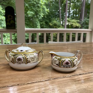 Vintage Hand Painted Nippon Creamer and Sugar Bowl Set