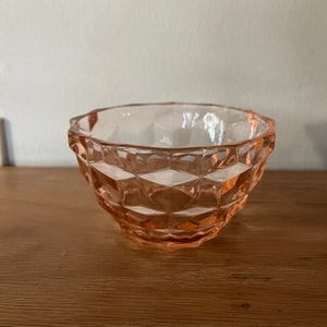 Vintage Pink Depression Glass, Jeanette Glass, Cube Pattern, holds 10 Oz