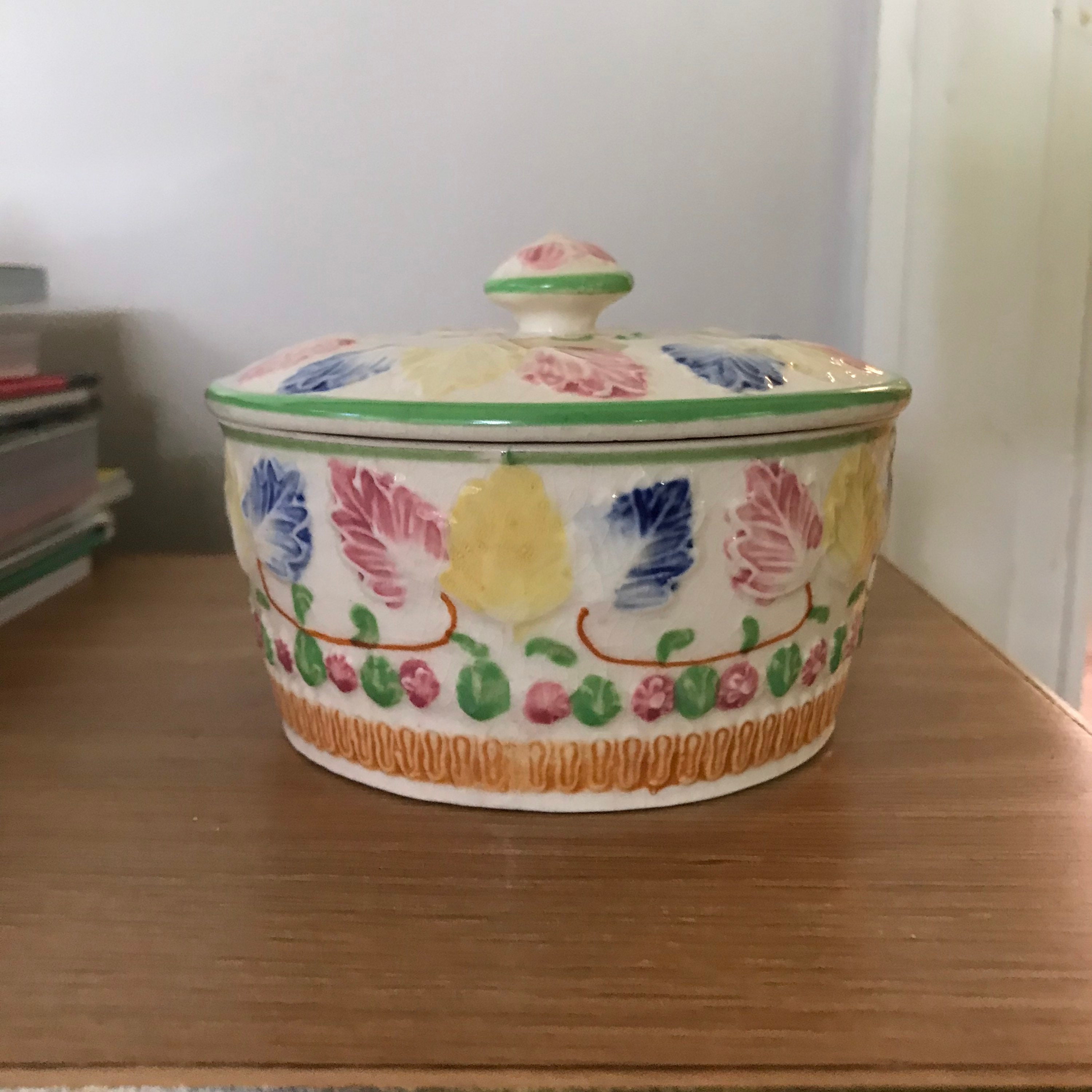 Vintage Ceramic 4.5 Jar With Lid Pastel Flowers and Etsy