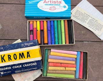 Set of 2 boxes of vintage colored chalk - Kroma and Artista - for artwork on paper only