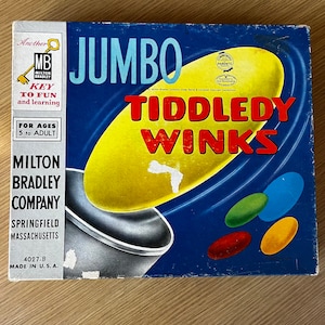 Vintage 1963 game - Jumbo Tiddledy Winks, Milton Bradley, Made In USA