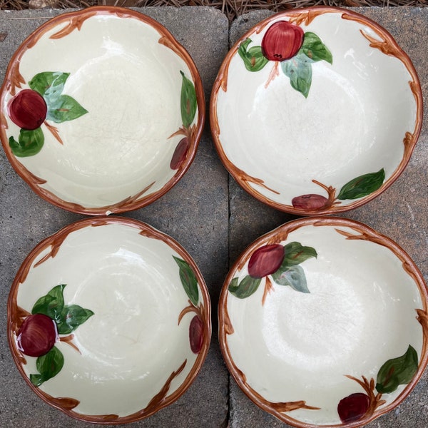 Vintage Franciscan Apple 5” berry or dessert bowls, set of 4, each a bit different