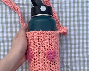 Heart Crochet Water Bottle Holder