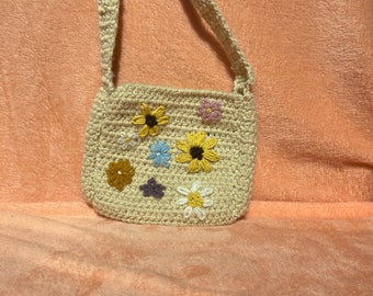 Crochet Bag with embroidered flowers